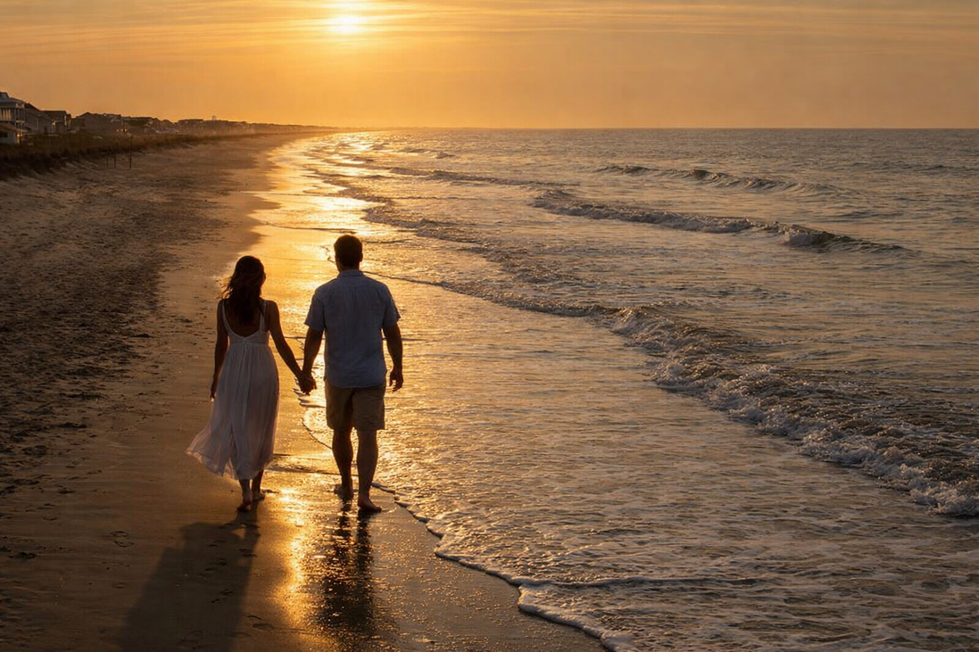 Paar in den Dünen an der Nordsee